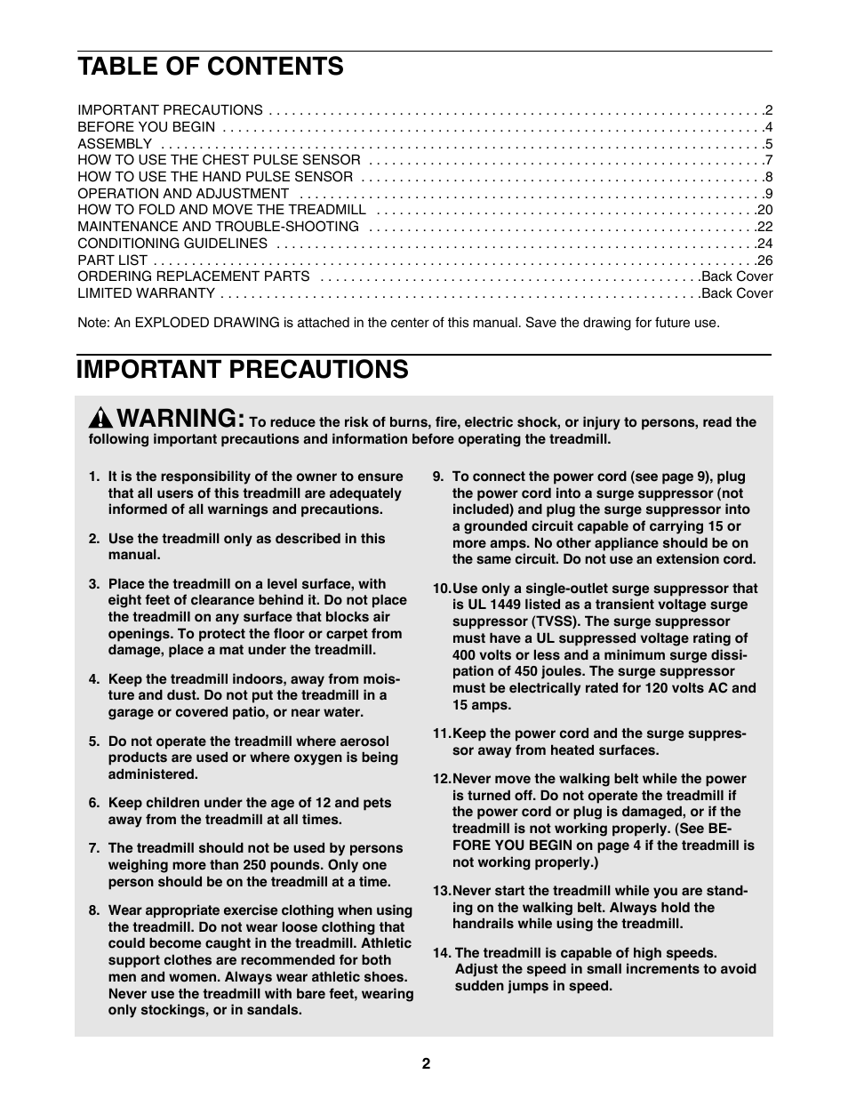 ProForm 795 User Manual | Page 2 / 30