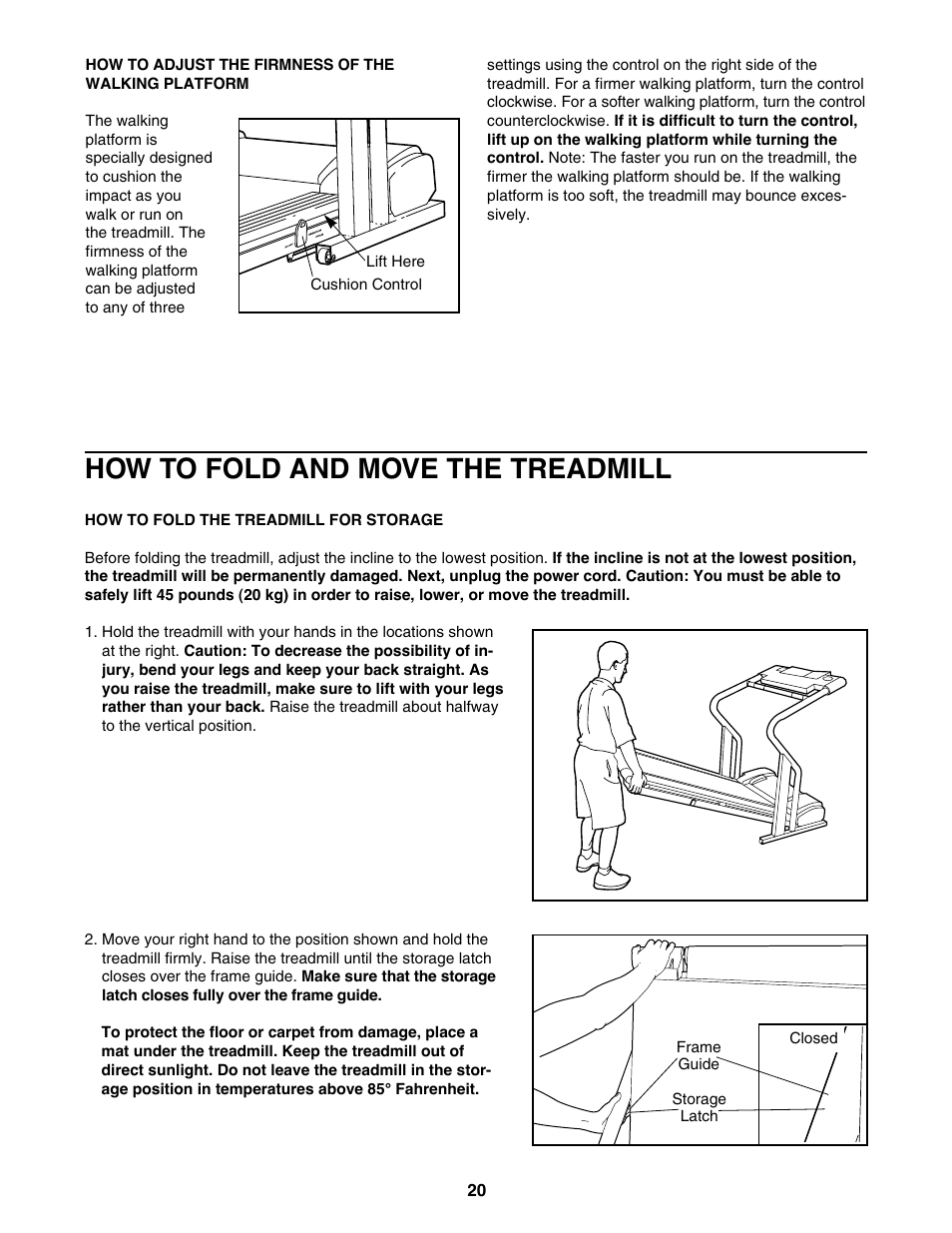 How to fold and move the treadmill | ProForm 795 User Manual | Page 20 / 30