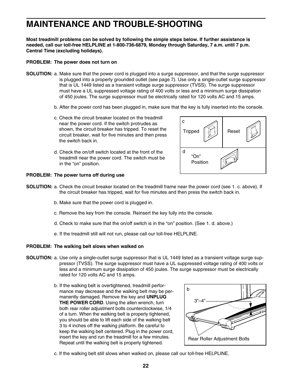 Maintenance and trouble-shooting | ProForm 795 User Manual | Page 22 / 30