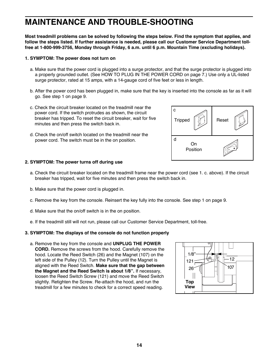 Maintenance and trouble-shooting | ProForm PFTL98584 User Manual | Page 14 / 22