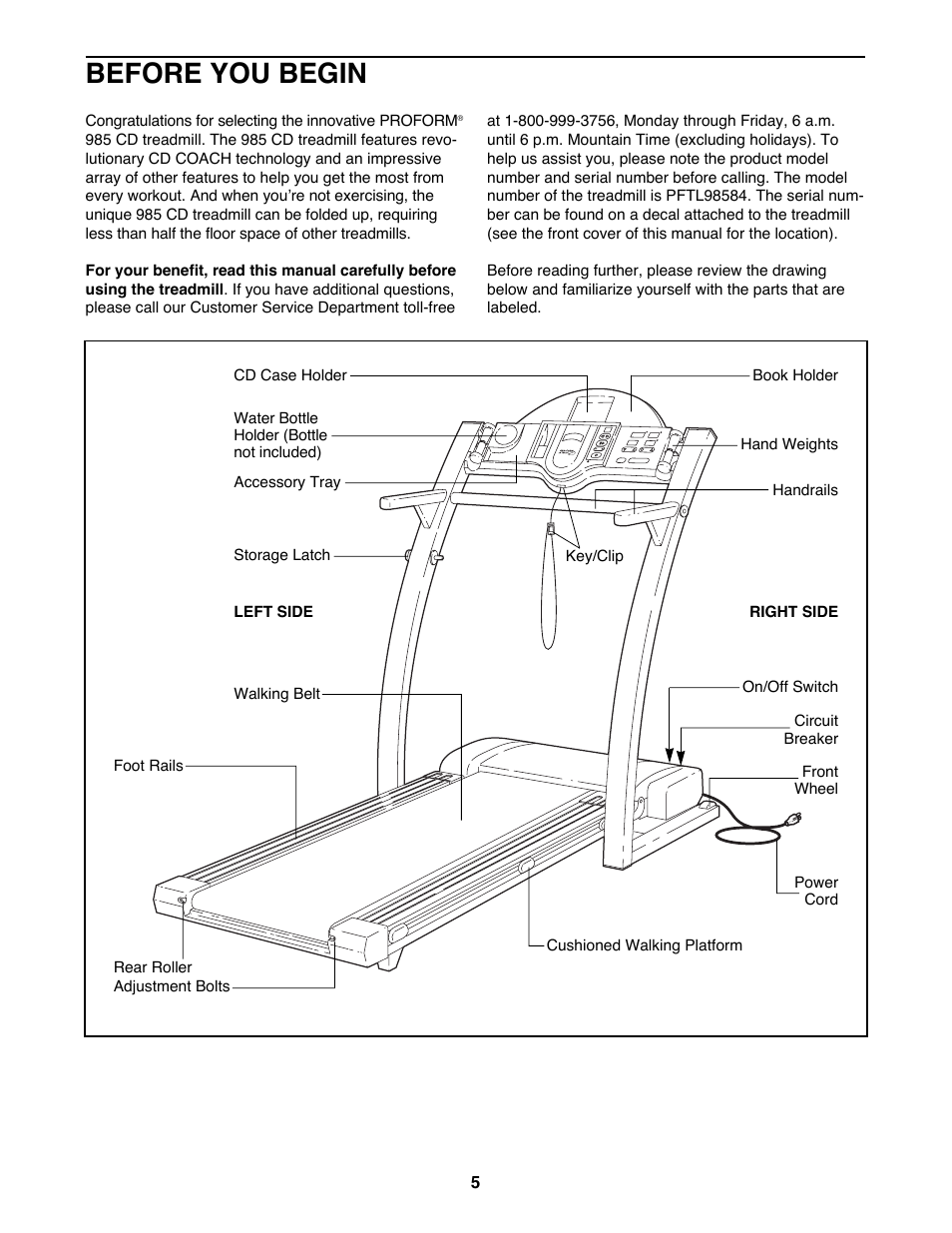Before you begin | ProForm PFTL98584 User Manual | Page 5 / 22