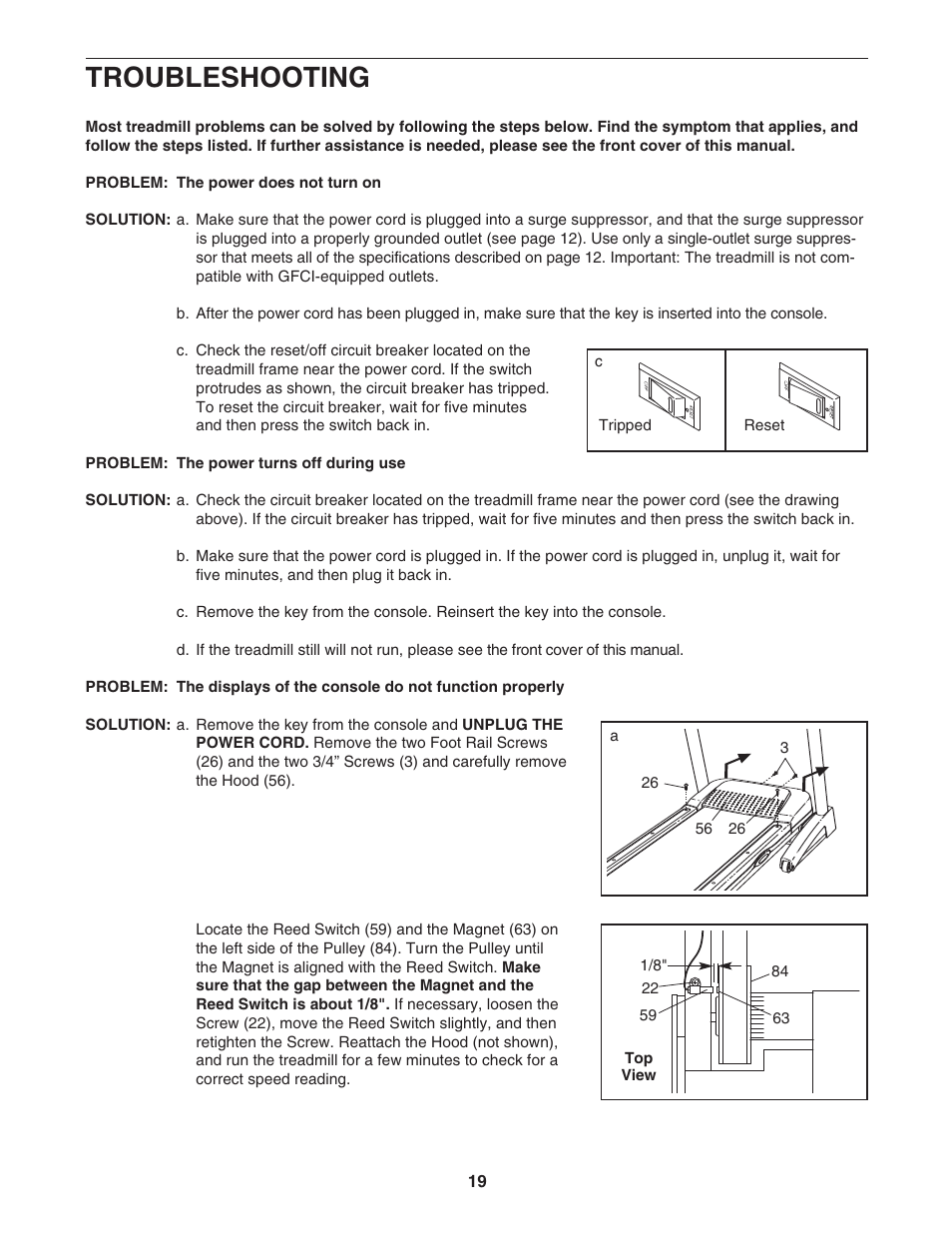 Troubleshooting | ProForm AT 500 PFTL49906.0 User Manual | Page 19 / 28
