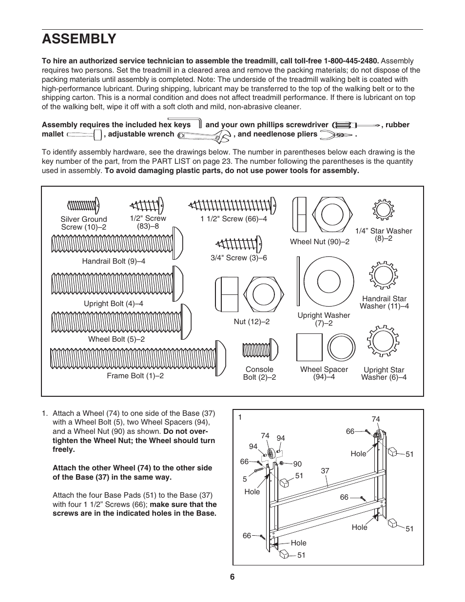 Assembly | ProForm AT 500 PFTL49906.0 User Manual | Page 6 / 28