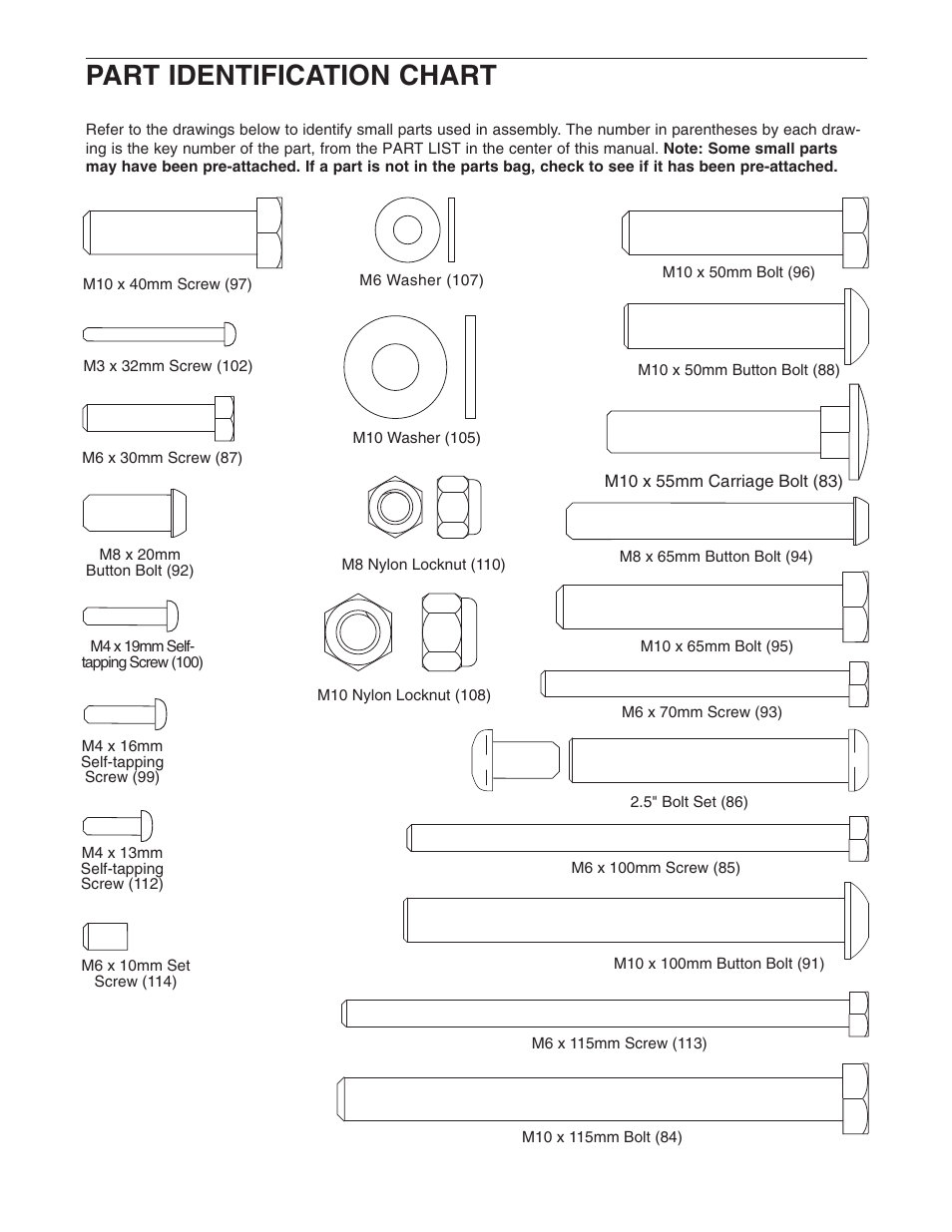 Part identification chart | ProForm Fusion PFSY6806.0 User Manual | Page 21 / 24