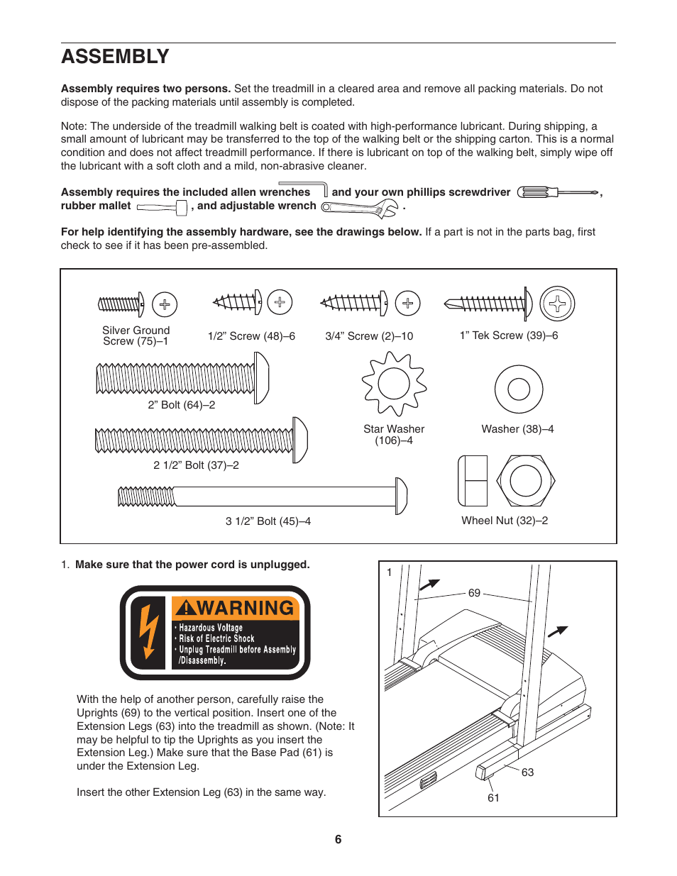 Assembly | ProForm CrossWalk DTL32950 User Manual | Page 6 / 22