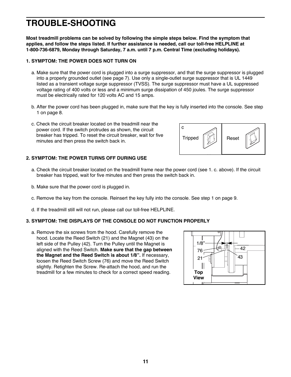 Trouble-shooting | ProForm 831.298072 User Manual | Page 11 / 18