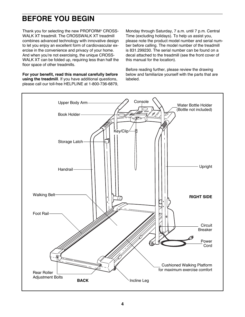 Before you begin | ProForm 831.299230 User Manual | Page 4 / 18