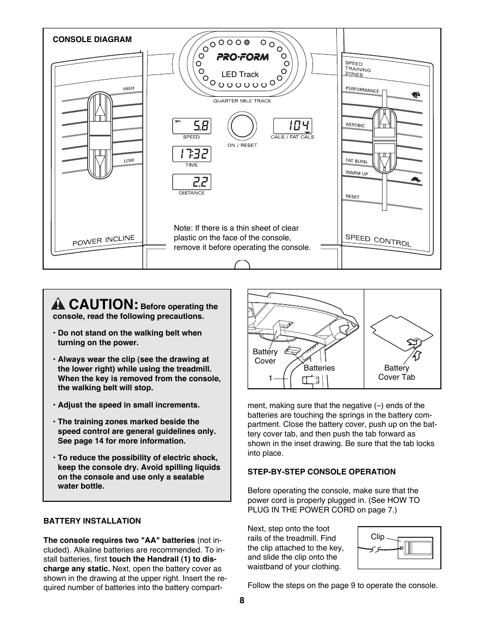 Caution | ProForm 831.299230 User Manual | Page 8 / 18