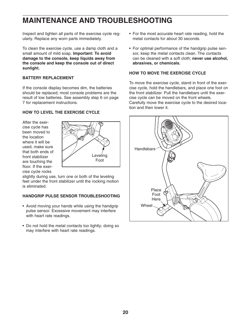 Maintenance and troubleshooting | ProForm PFEX17932 User Manual | Page 20 / 24