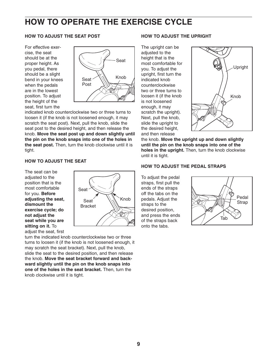 How to operate the exercise cycle | ProForm PFEX17932 User Manual | Page 9 / 24