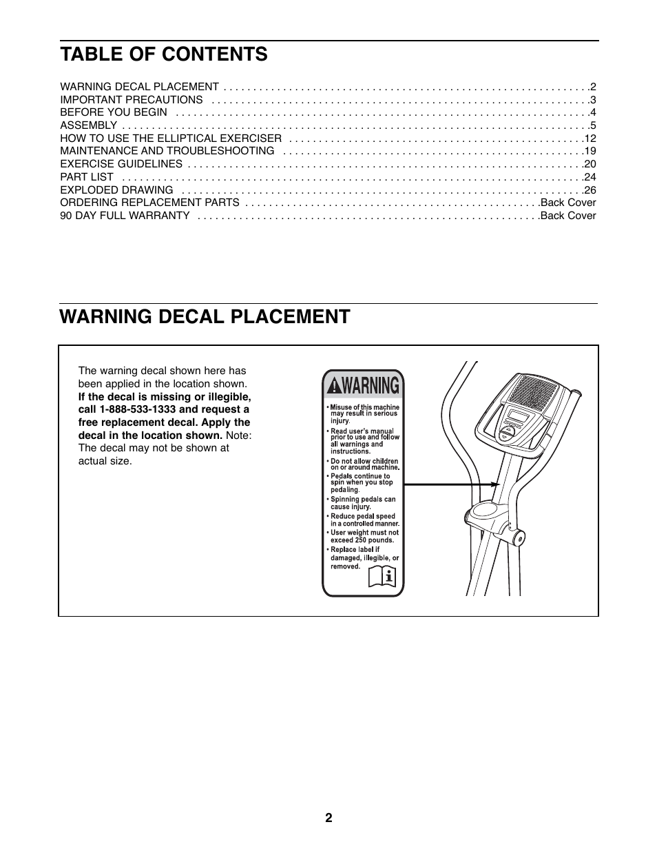 ProForm 831.23743.1 User Manual | Page 2 / 28