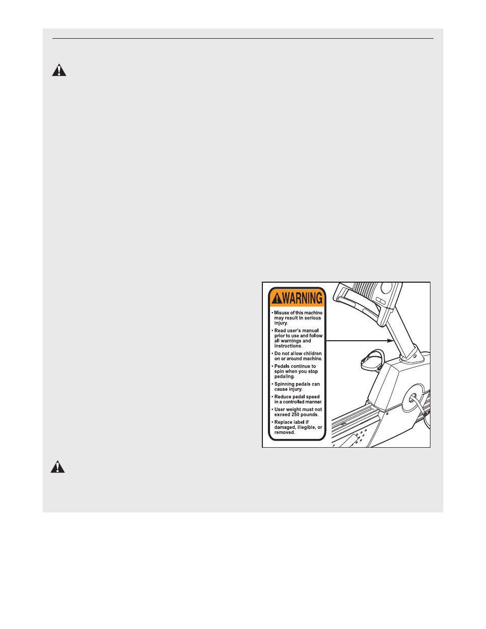 Warning, Important precautions warning | ProForm TrainerCycle PFEX38440 User Manual | Page 3 / 24