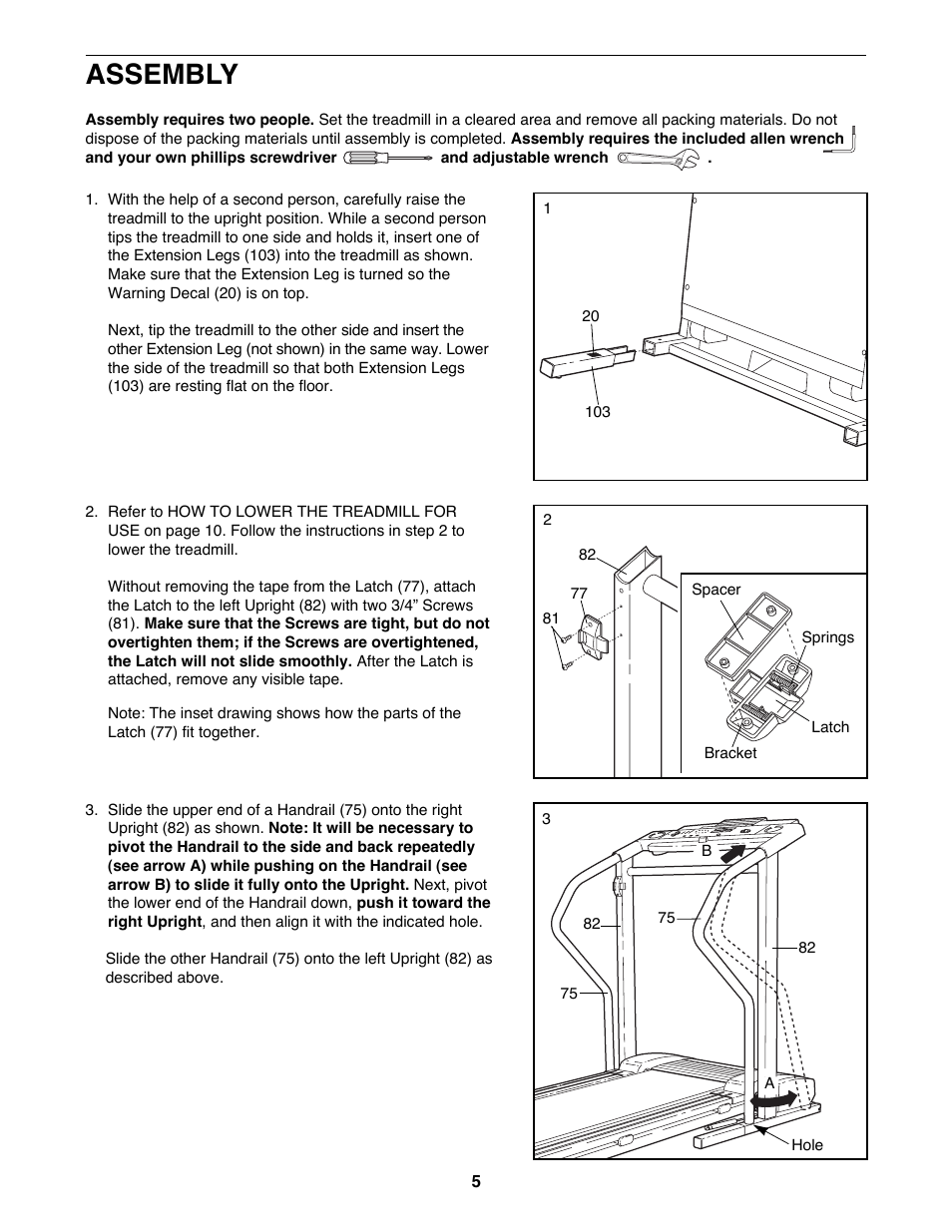 Assembly | ProForm 831.298071 User Manual | Page 5 / 18