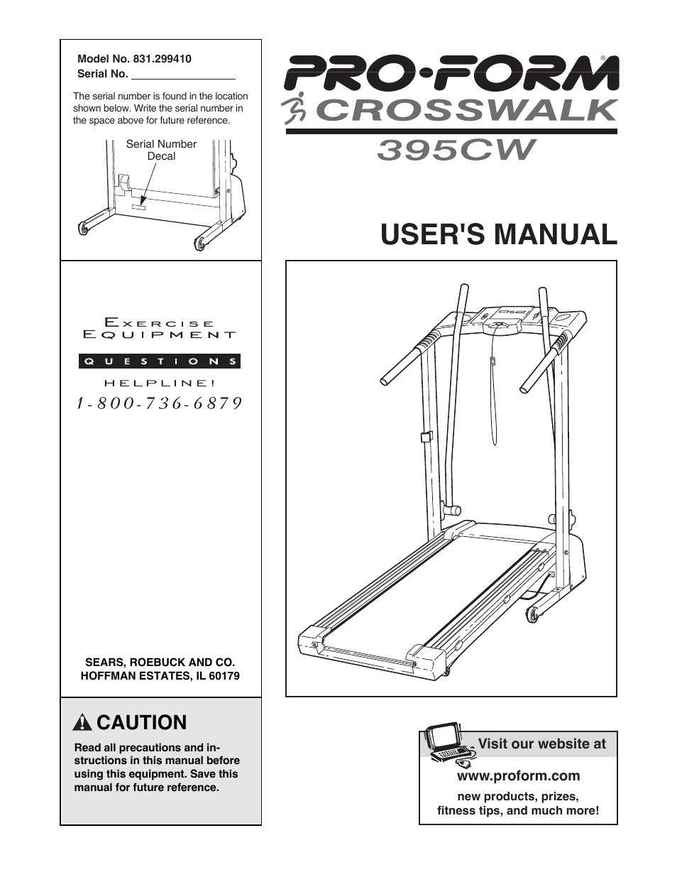 ProForm Crosswalk 395CW 831.299410 User Manual | 18 pages