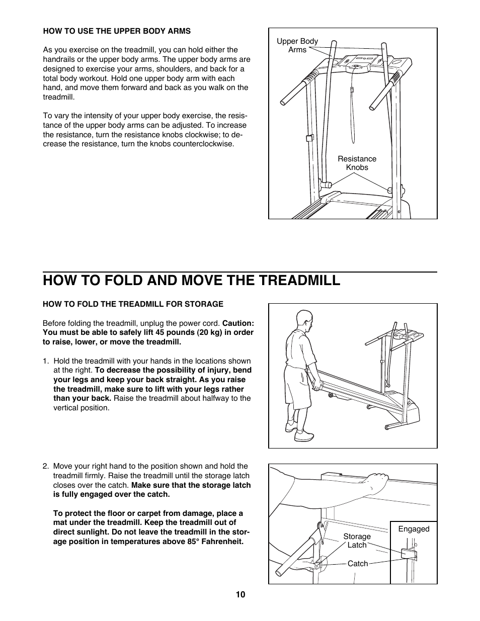 How to fold and move the treadmill | ProForm Crosswalk 395CW 831.299410 User Manual | Page 10 / 18