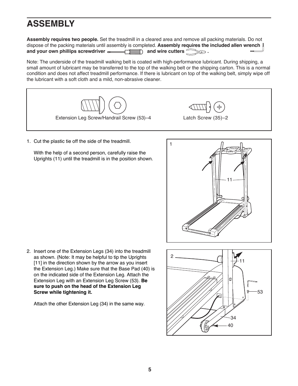 Assembly | ProForm Crosswalk 395CW 831.299410 User Manual | Page 5 / 18