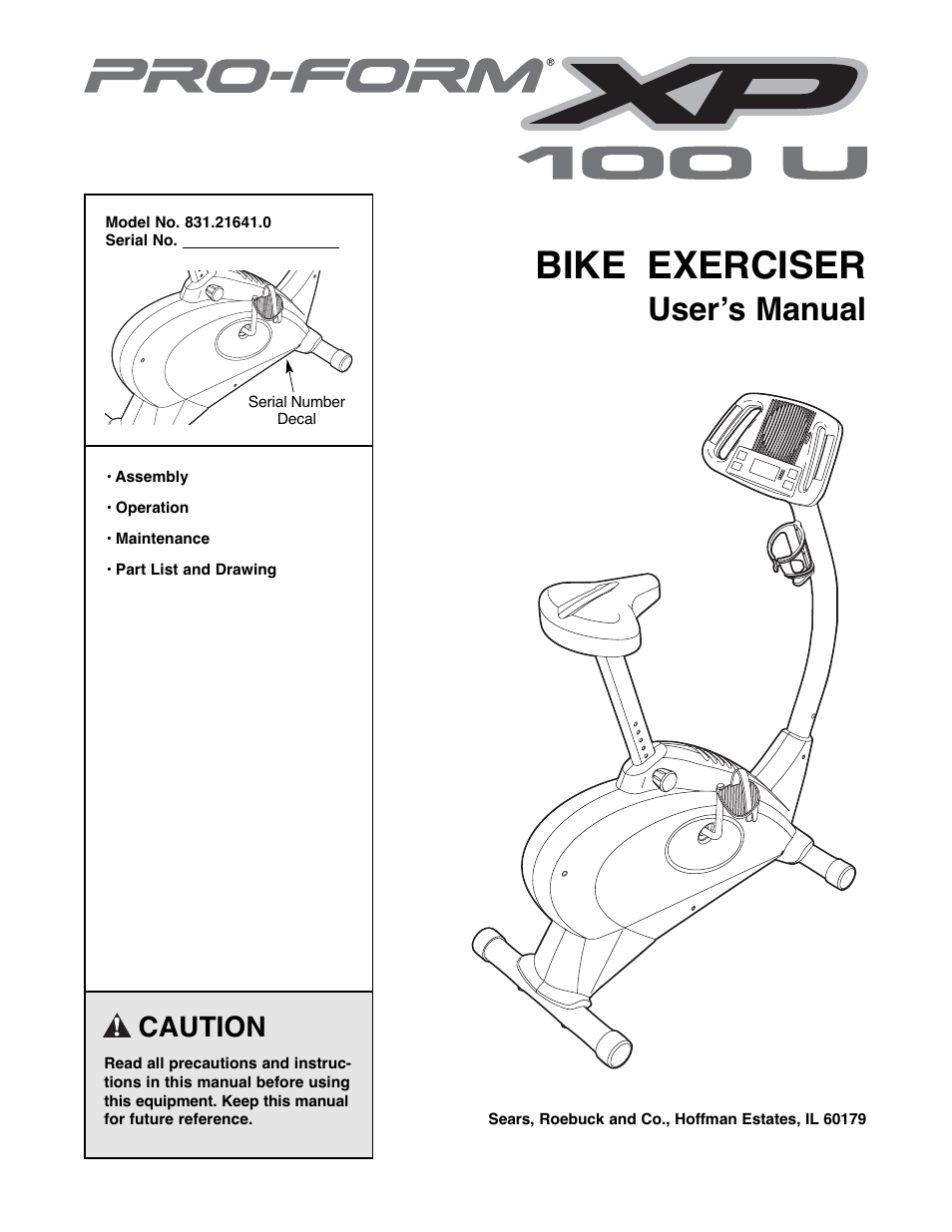 ProForm XP 100 U 831.21641.0 User Manual | 20 pages