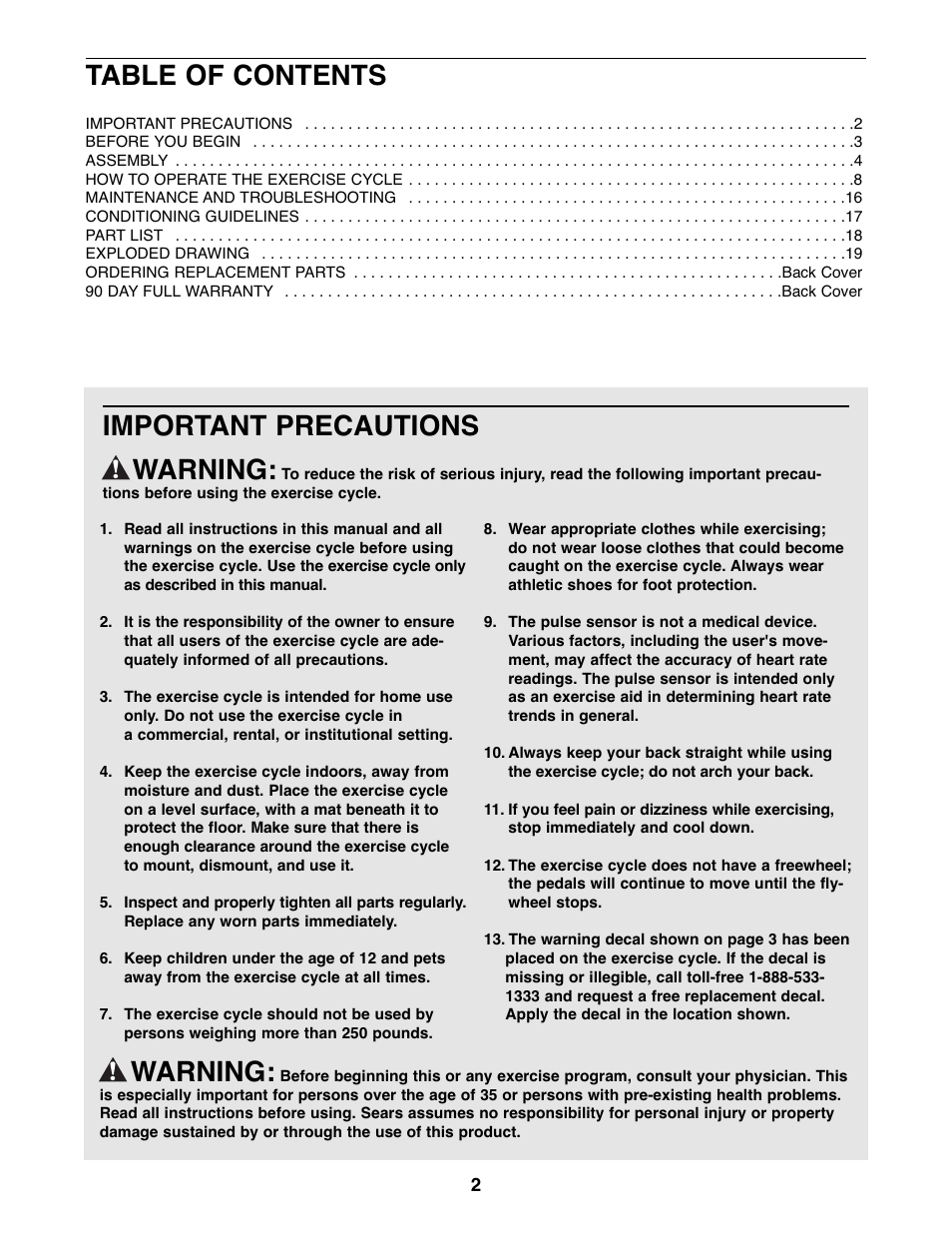 ProForm XP 100 U 831.21641.0 User Manual | Page 2 / 20