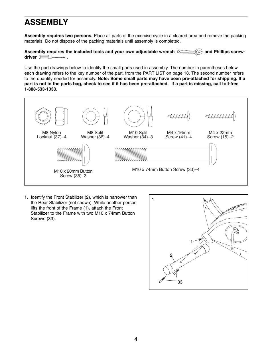 Assembly | ProForm XP 100 U 831.21641.0 User Manual | Page 4 / 20