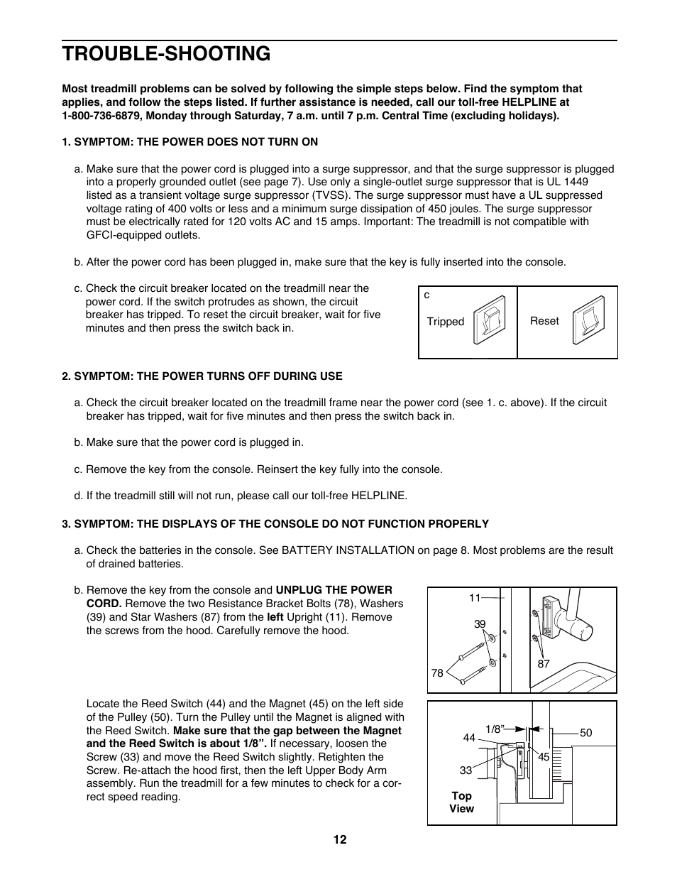 Trouble-shooting | ProForm 831.299412 User Manual | Page 12 / 18