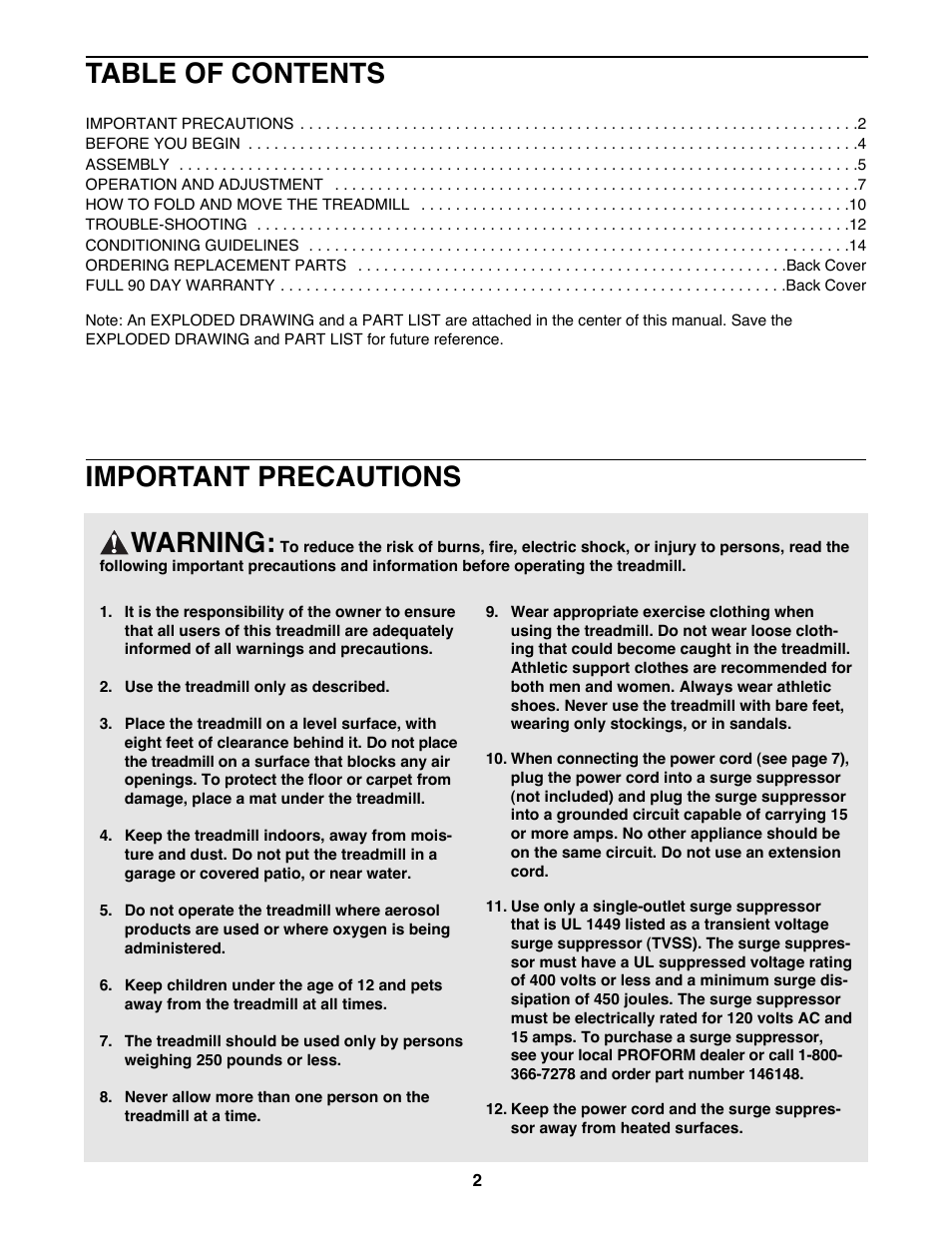 ProForm 831.299412 User Manual | Page 2 / 18