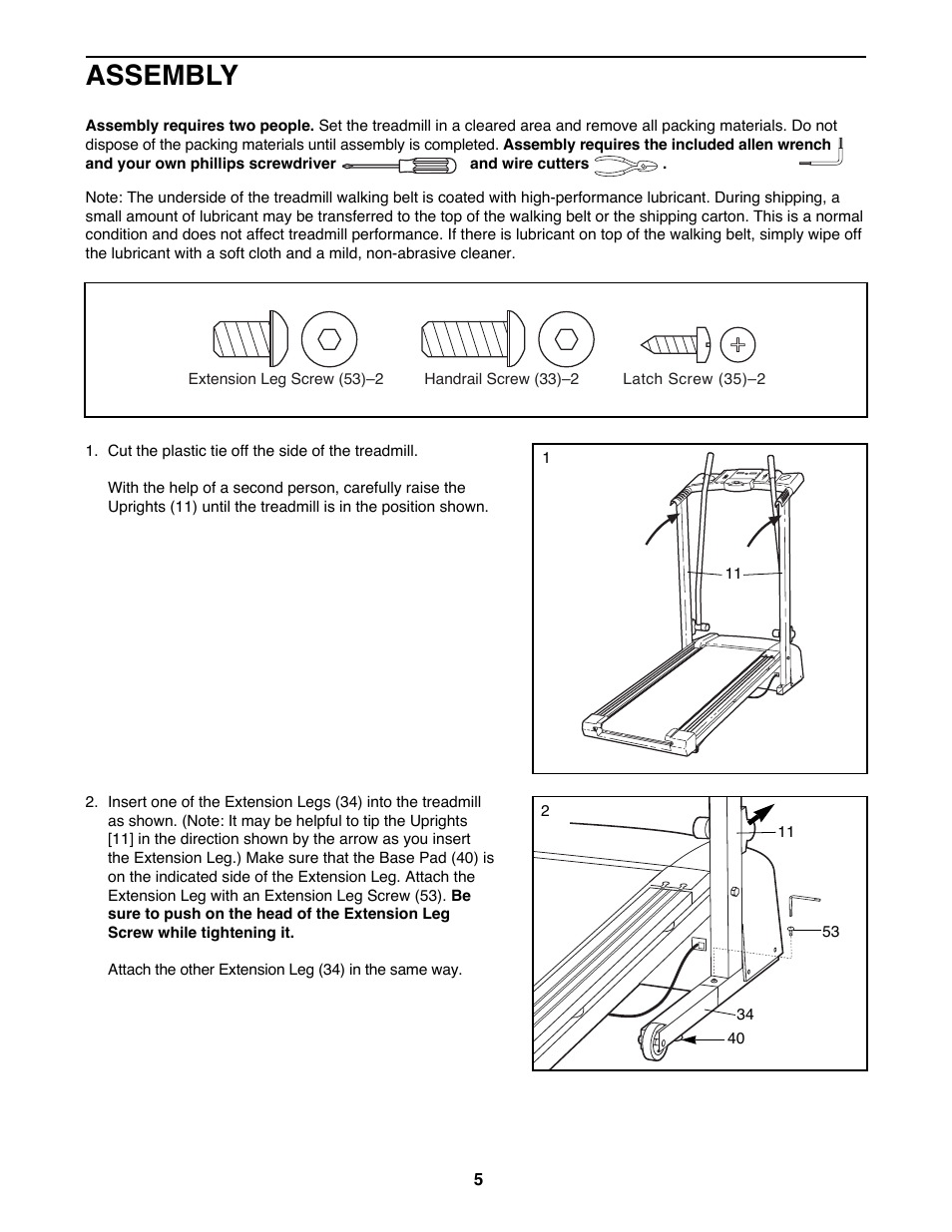 Assembly | ProForm 831.299412 User Manual | Page 5 / 18