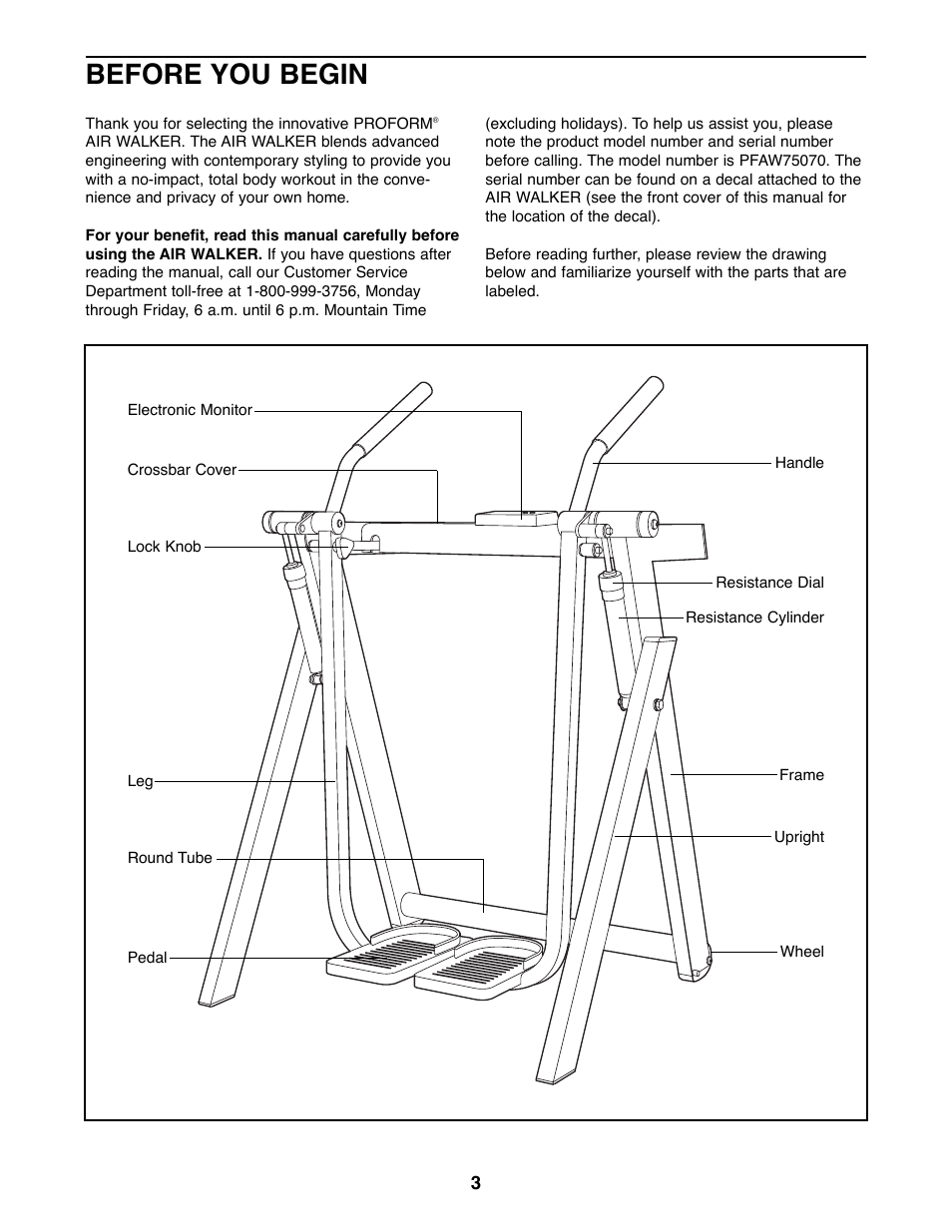 Before you begin | ProForm PFAW75070 User Manual | Page 3 / 12