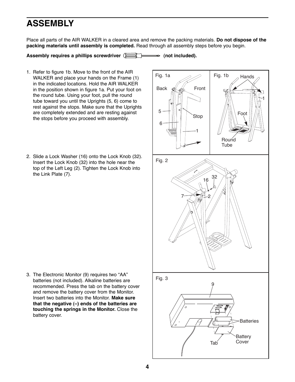 Assembly | ProForm PFAW75070 User Manual | Page 4 / 12