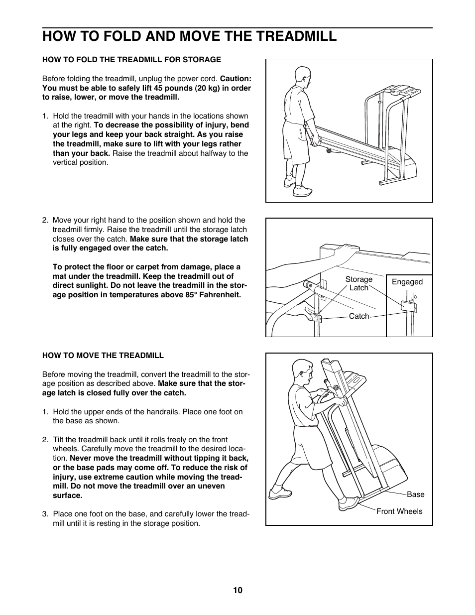 How to fold and move the treadmill | ProForm 831.297062 User Manual | Page 10 / 18