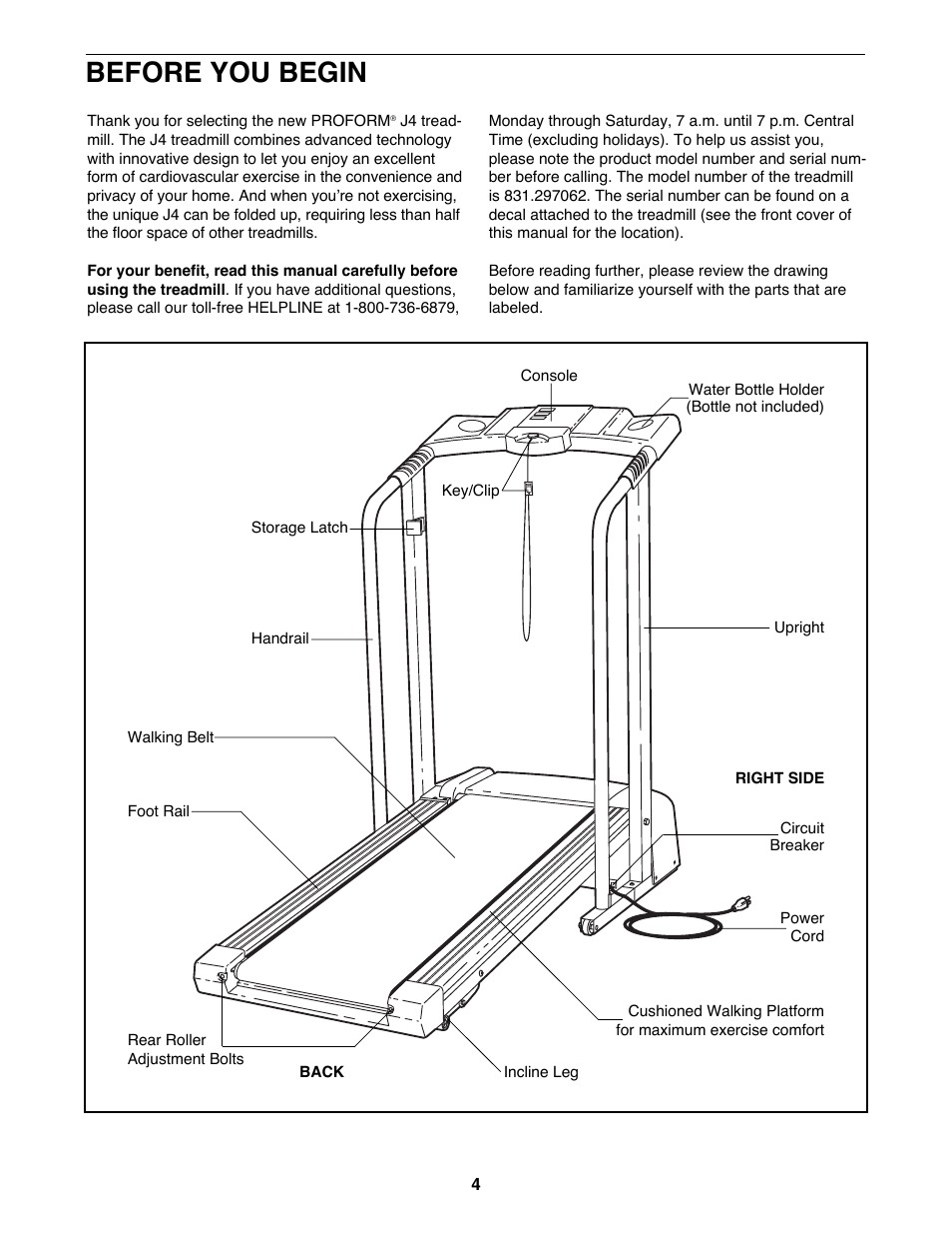 Before you begin | ProForm 831.297062 User Manual | Page 4 / 18