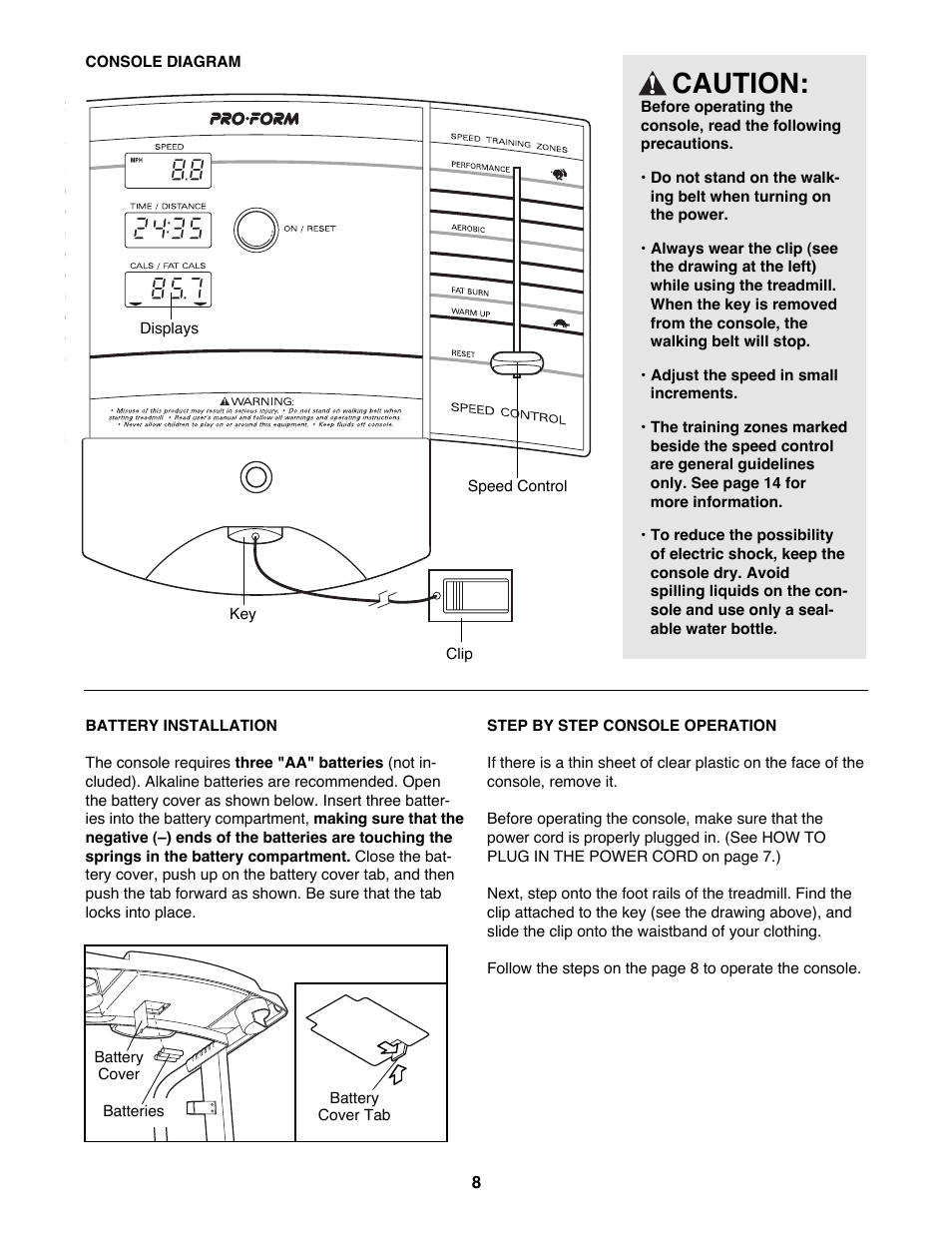 Caution | ProForm 831.297062 User Manual | Page 8 / 18