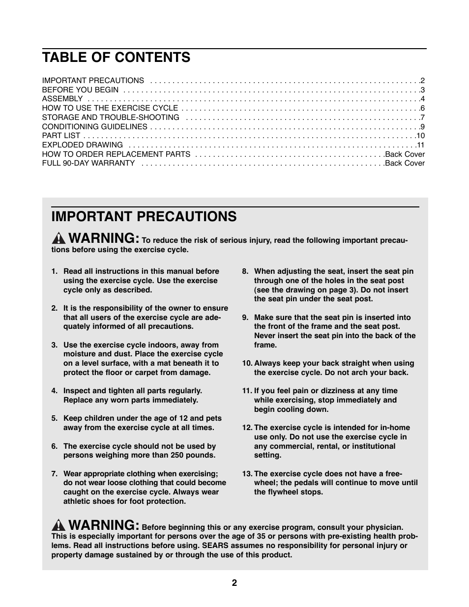 ProForm 900L 831.288230 User Manual | Page 2 / 12