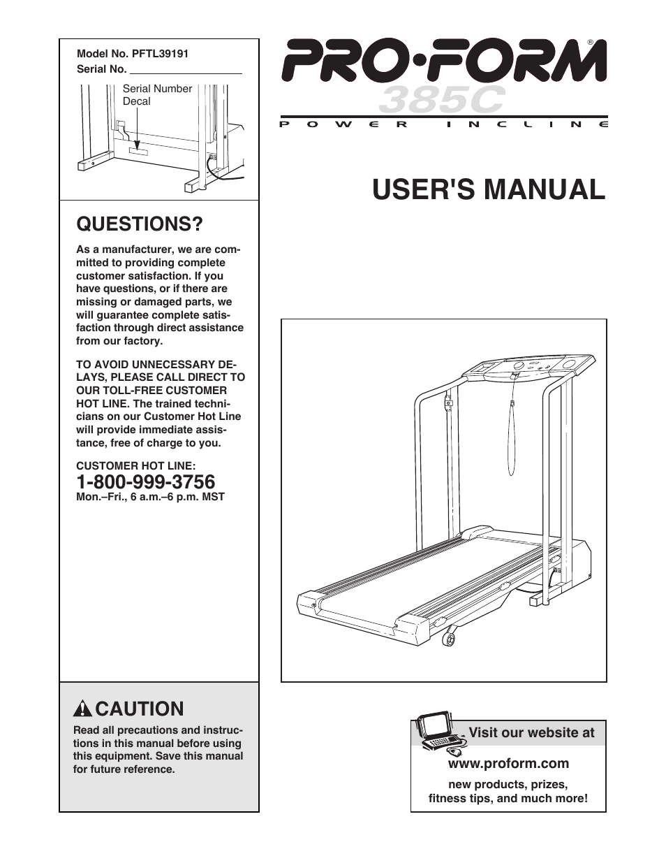 ProForm 385c PFTL39191 User Manual | 18 pages