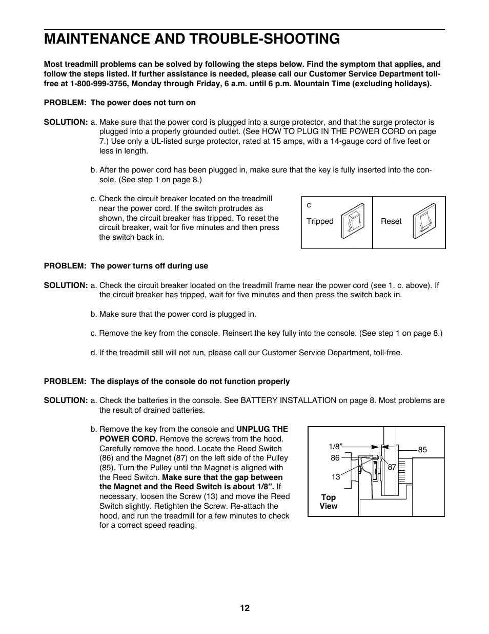 Maintenance and trouble-shooting | ProForm 385c PFTL39191 User Manual | Page 12 / 18