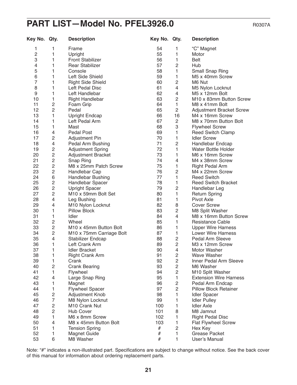 ProForm STRIDE SELECT PFEL3926.0 User Manual | Page 21 / 24