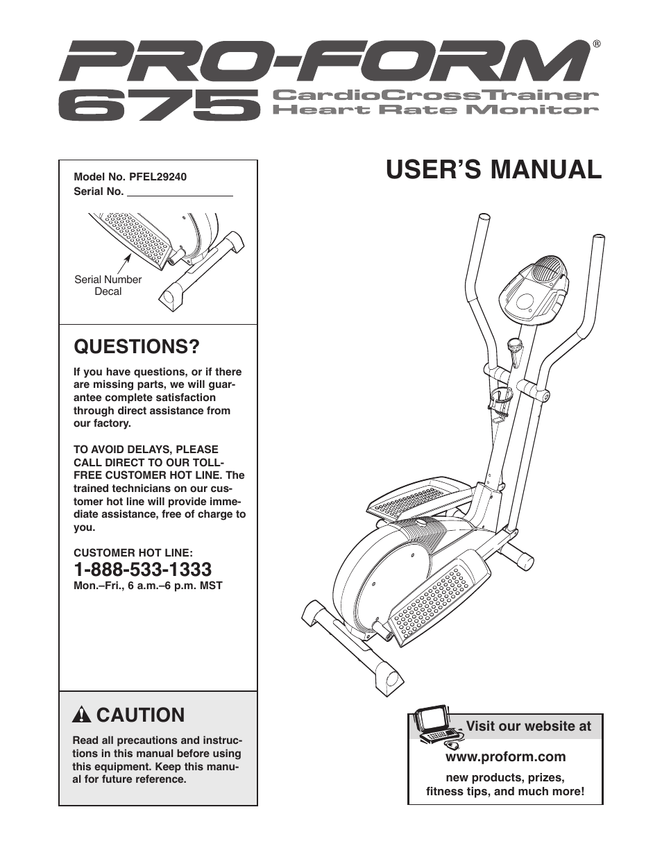 ProForm PFEL29240 User Manual | 16 pages