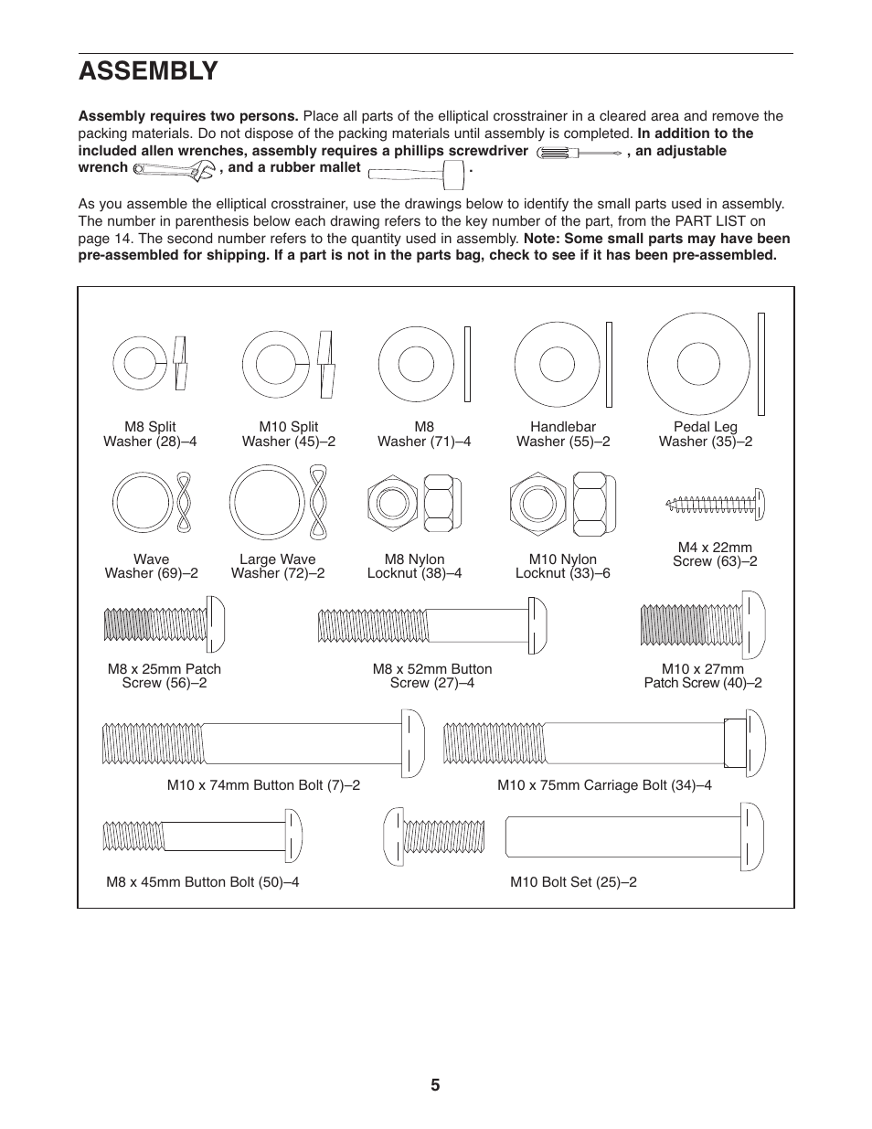 Assembly | ProForm PFEL29240 User Manual | Page 5 / 16