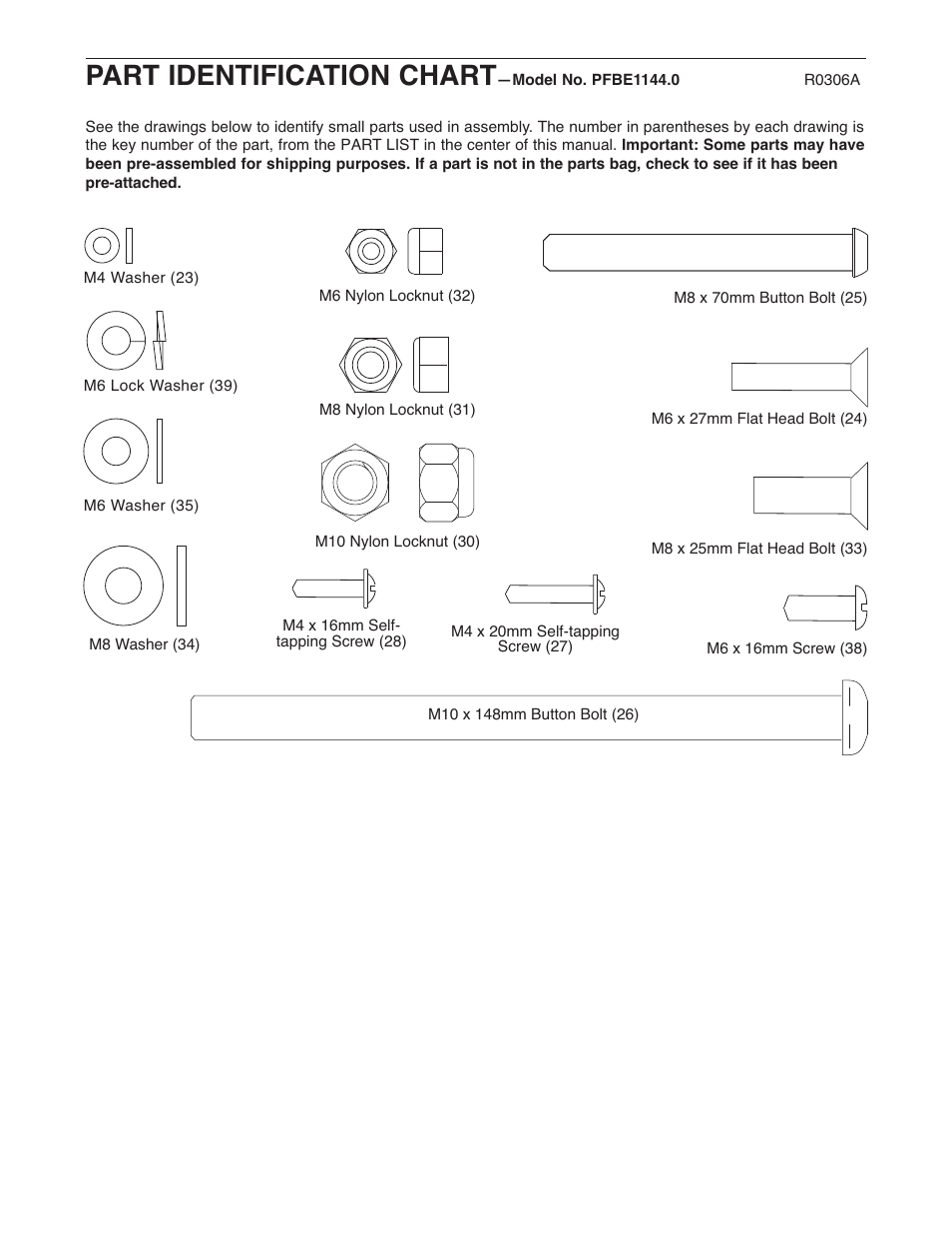Part identification chart | ProForm PFBE1144.0 User Manual | Page 12 / 16