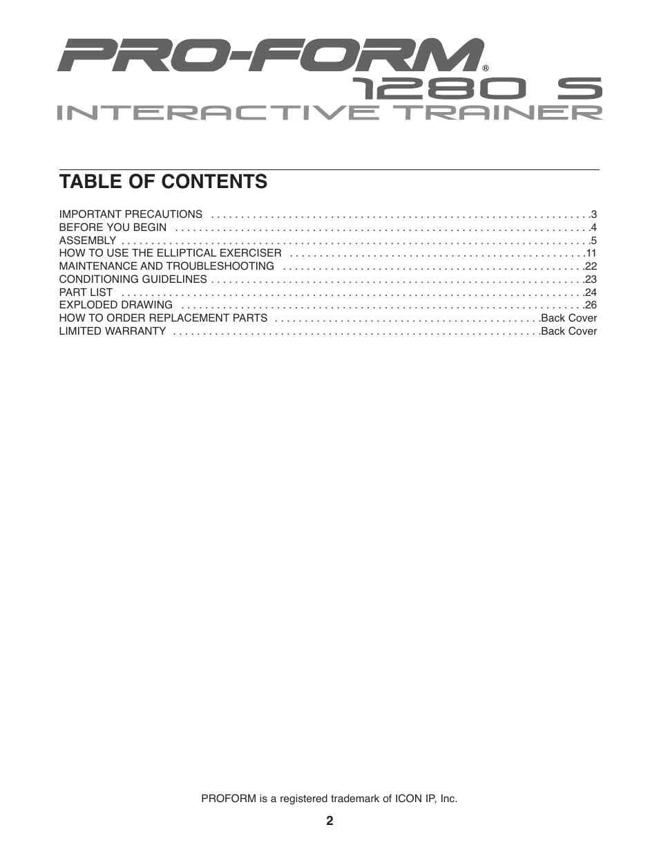 ProForm PFEL13032 User Manual | Page 2 / 28