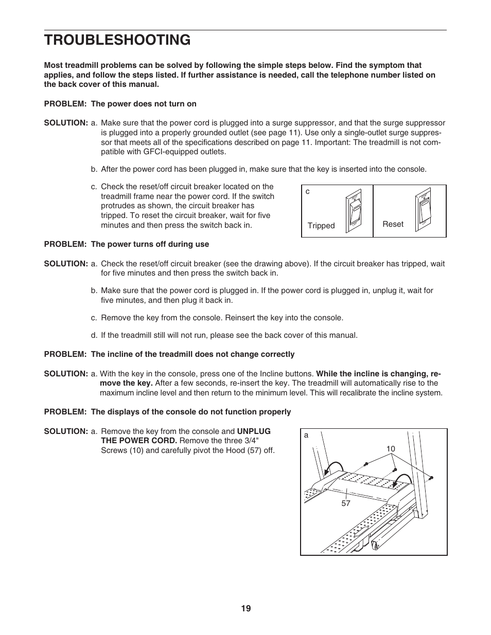 Troubleshooting | ProForm XP 615 831.24745.3 User Manual | Page 19 / 28