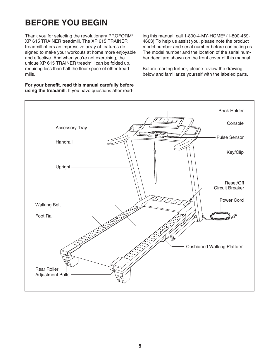 Before you begin | ProForm XP 615 831.24745.3 User Manual | Page 5 / 28