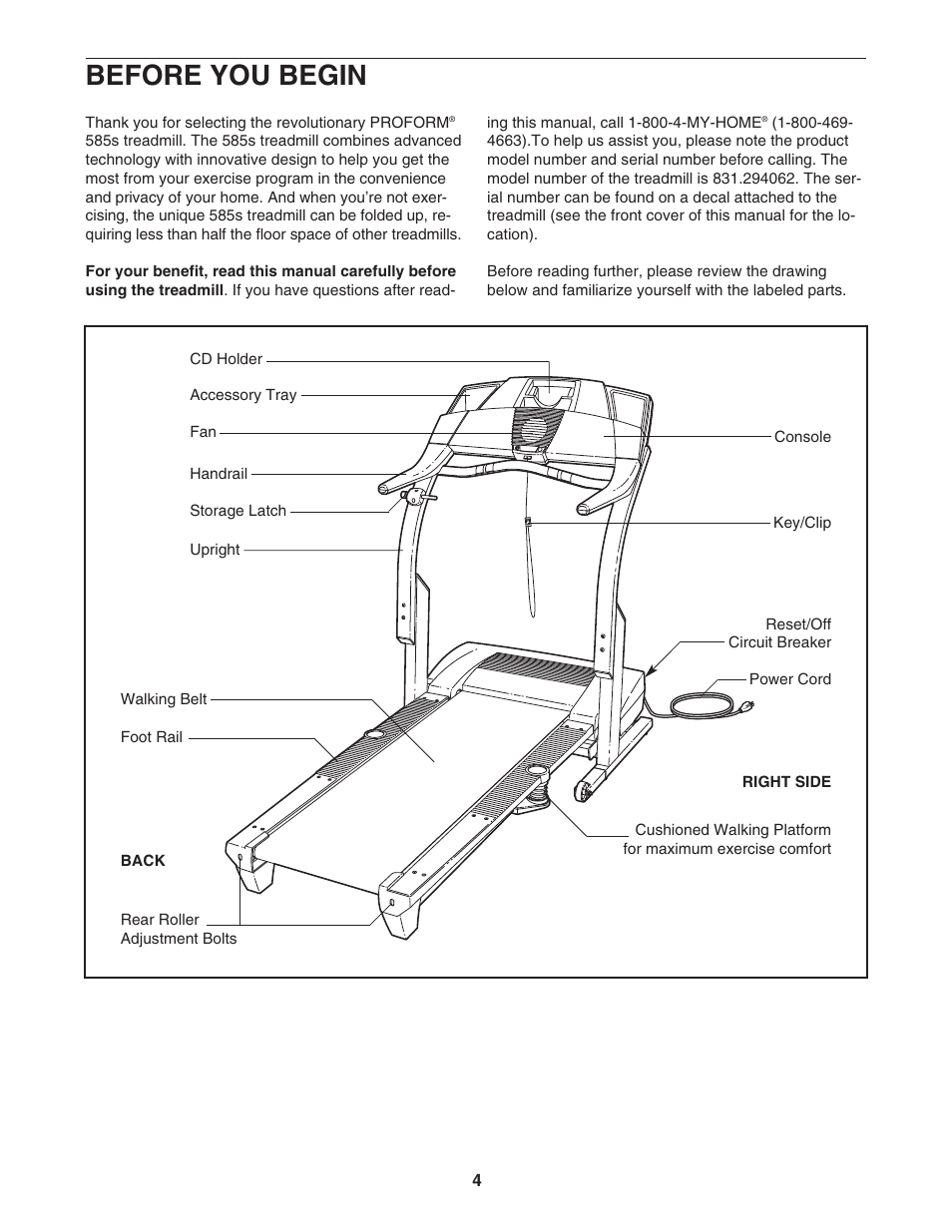 Before you begin | ProForm 831.294062 User Manual | Page 4 / 30