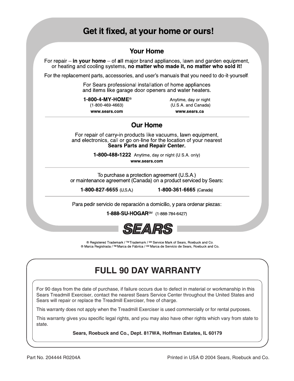 Full 90 day warranty | ProForm 505s User Manual | Page 22 / 22