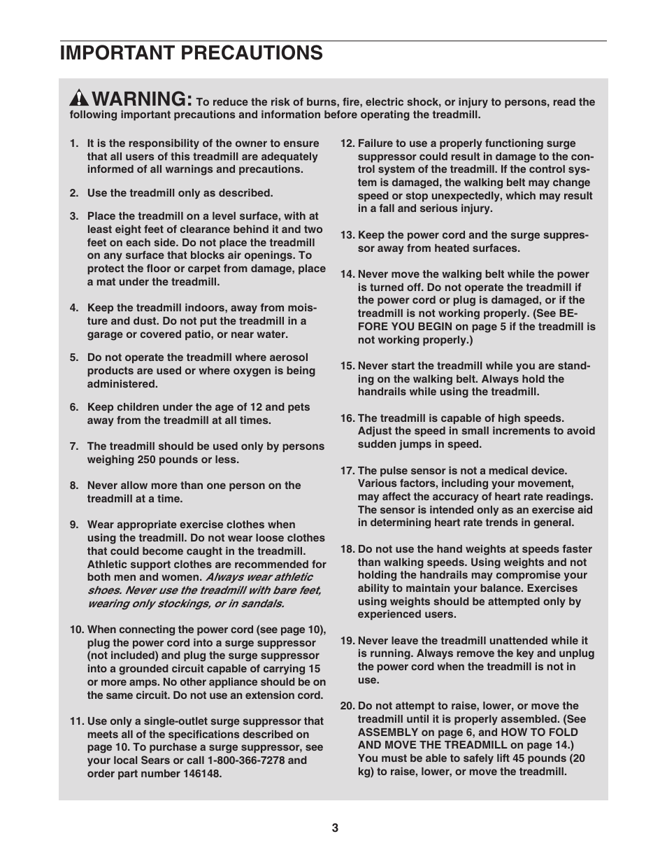 Warning, Important precautions | ProForm 505s User Manual | Page 3 / 22