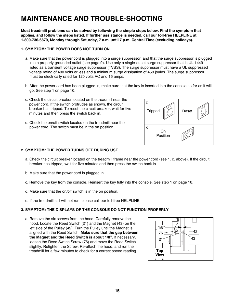 Maintenance and trouble-shooting | ProForm 831.297791 User Manual | Page 15 / 22