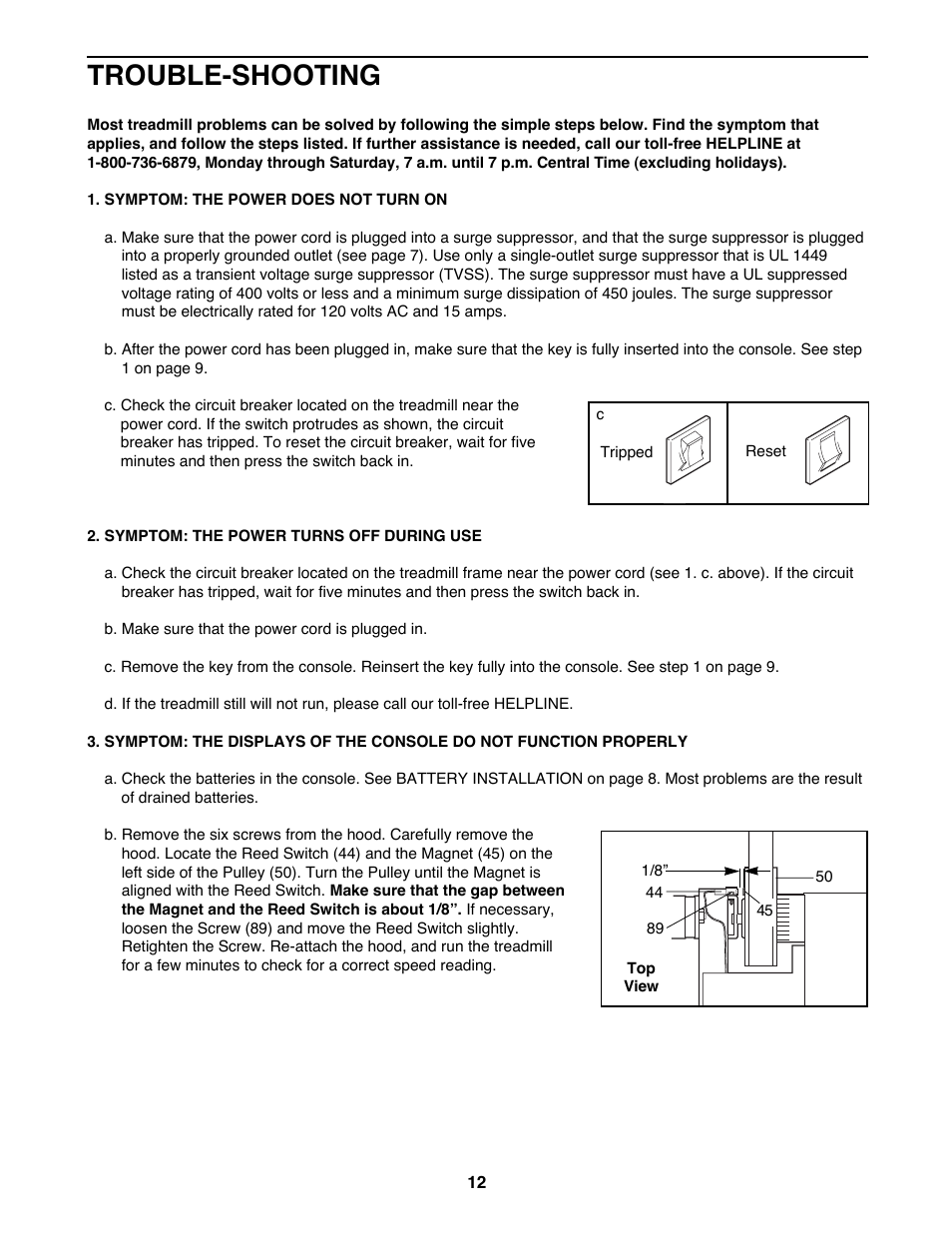 Trouble-shooting | ProForm Power Incline 831.29721 User Manual | Page 12 / 18