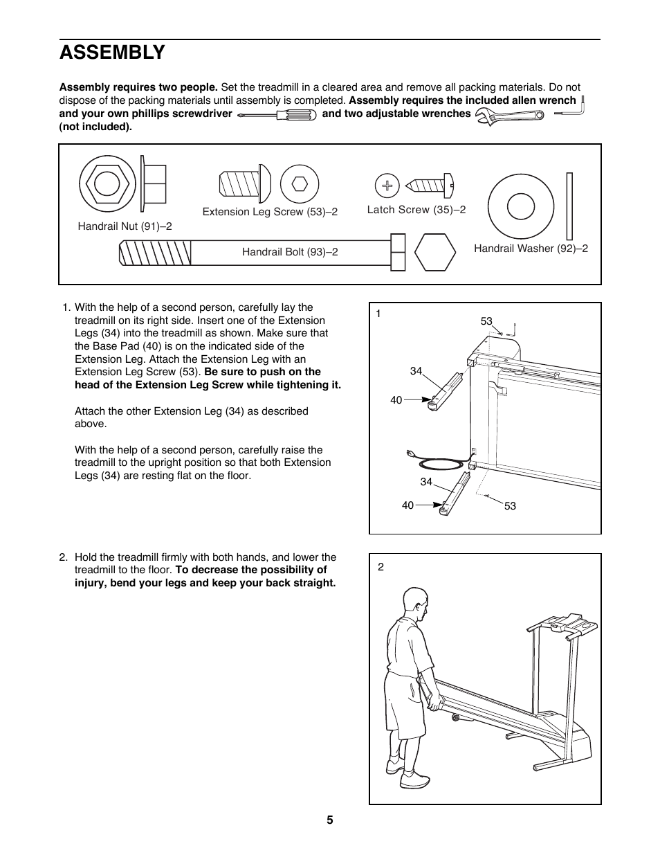 Assembly | ProForm Power Incline 831.29721 User Manual | Page 5 / 18