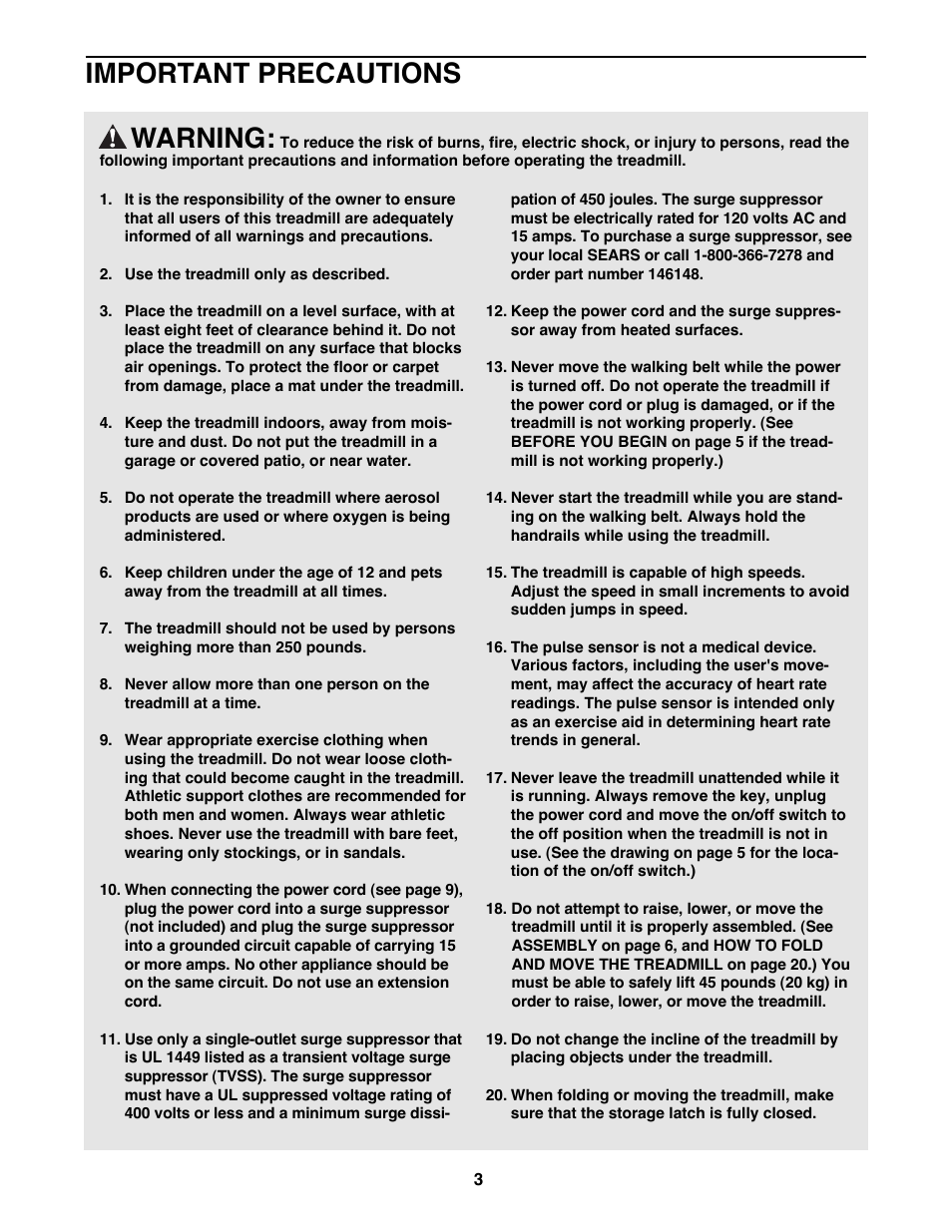 Warning, Important precautions | ProForm 831.299481 User Manual | Page 3 / 30