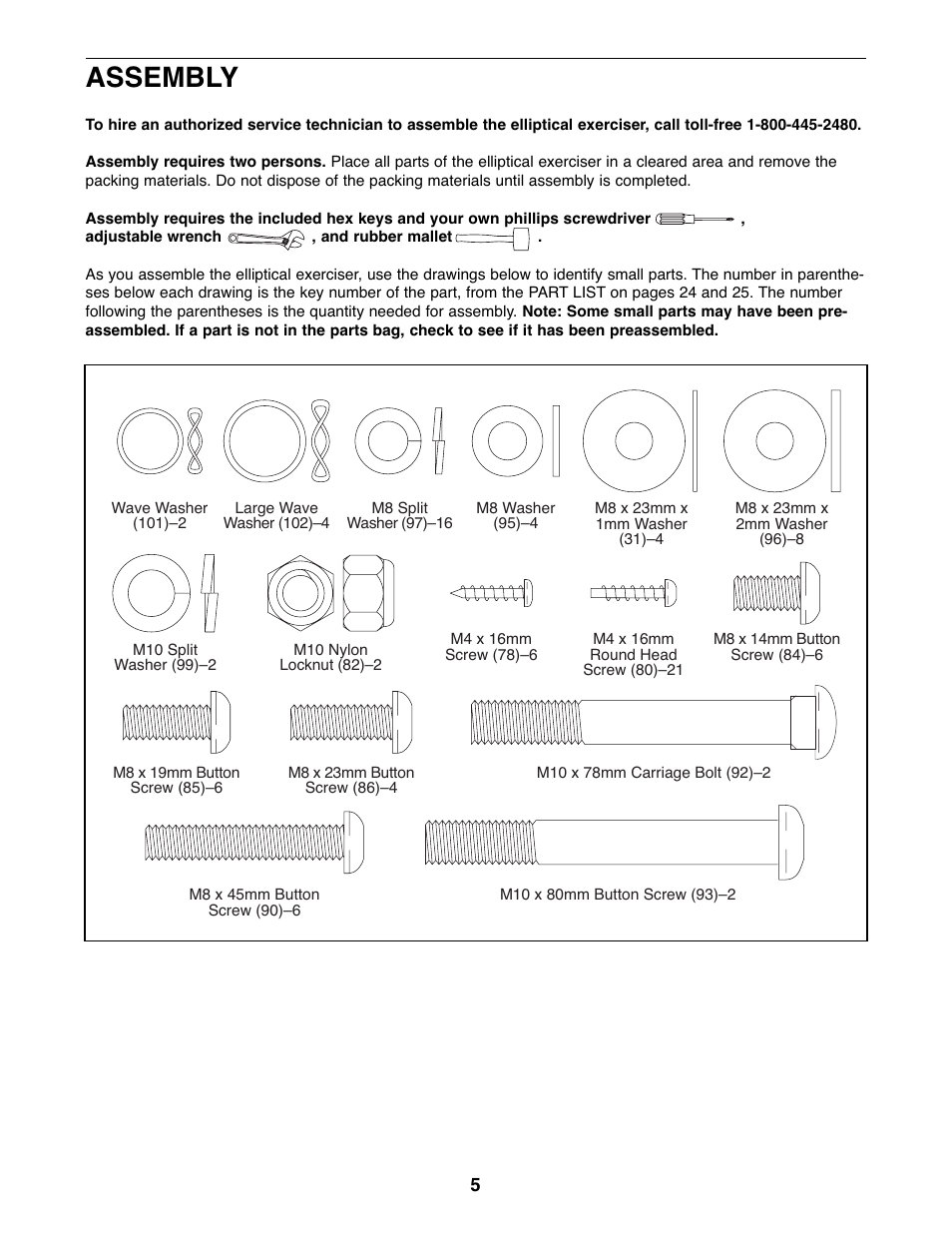 Assembly | ProForm SPACE SAVER PFEL59107.0 User Manual | Page 5 / 28