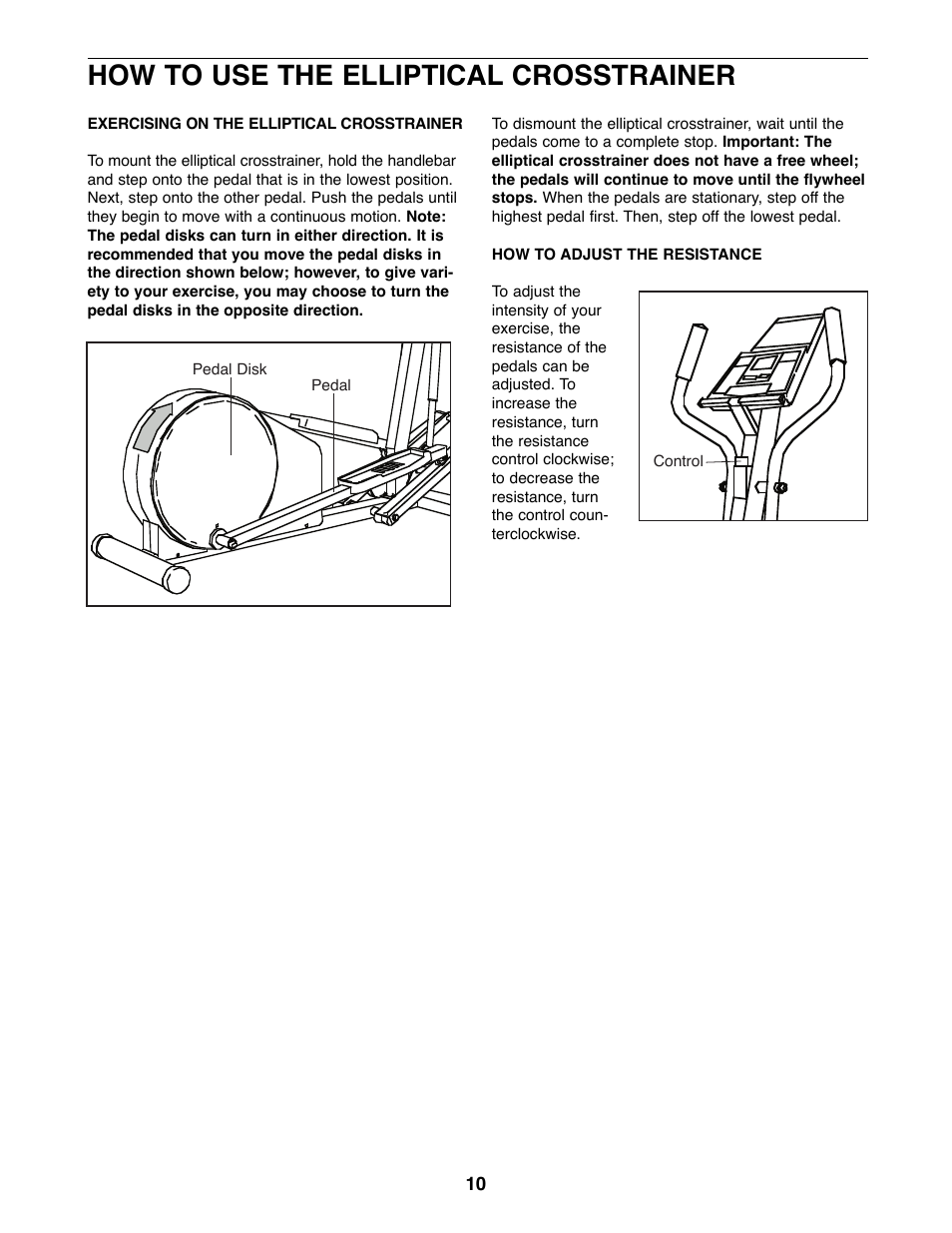 How to use the elliptical crosstrainer | ProForm PFEL04900 User Manual | Page 10 / 20